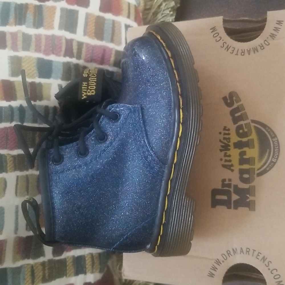 Dr Martens 1460 Blue Cosmic Glitter Boots - Picture 12 of 15